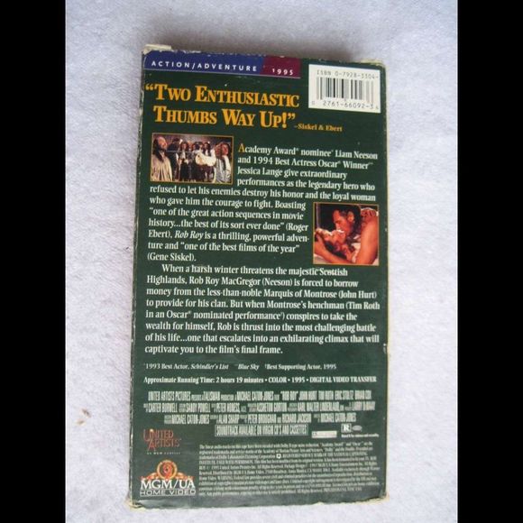 Rob Roy Liam Neeson Jessica Lange MGM 1995 VHS Cassette Tape Bundle for $1 - Picture 2 of 4
